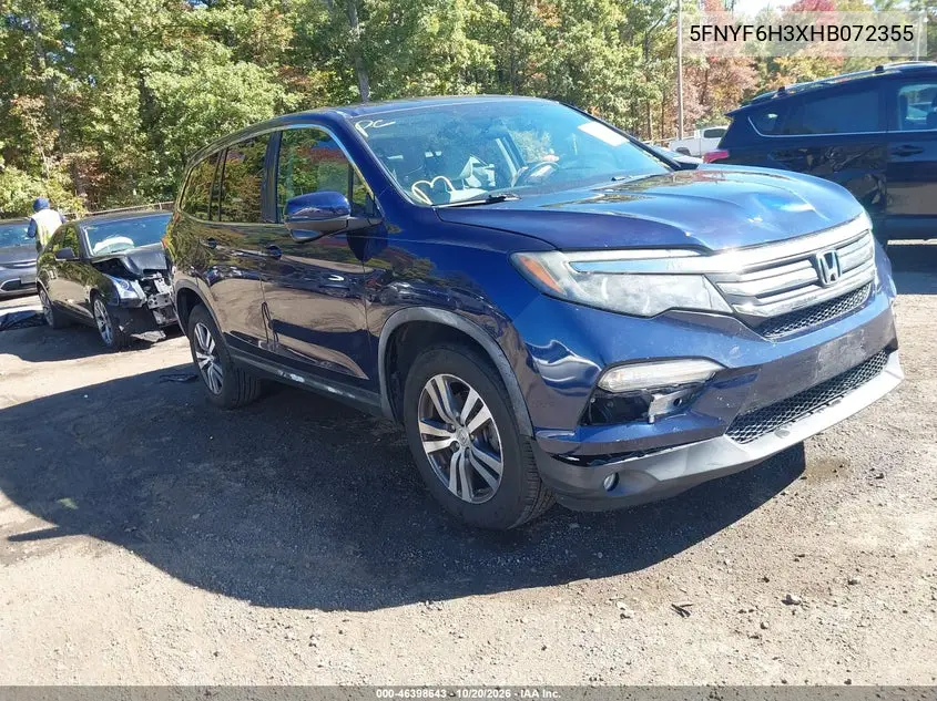 HONDA PILOT 2017, VIN 5FNYF6H3XHB072355