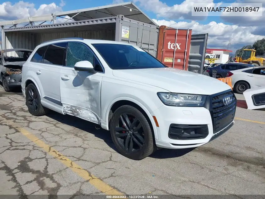 AUDI Q7 2017, VIN WA1VAAF72HD018947
