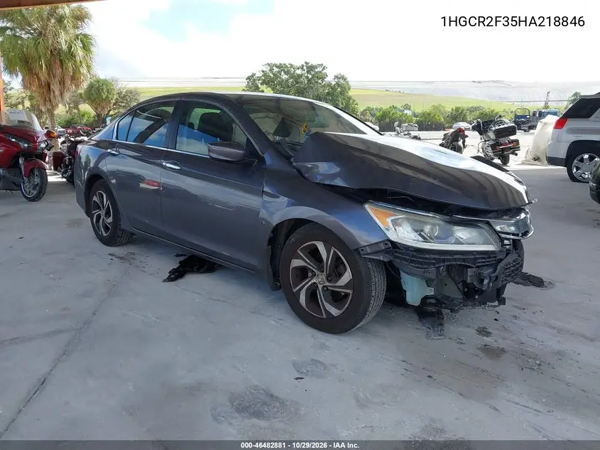HONDA ACCORD 2017, VIN 1HGCR2F35HA218846