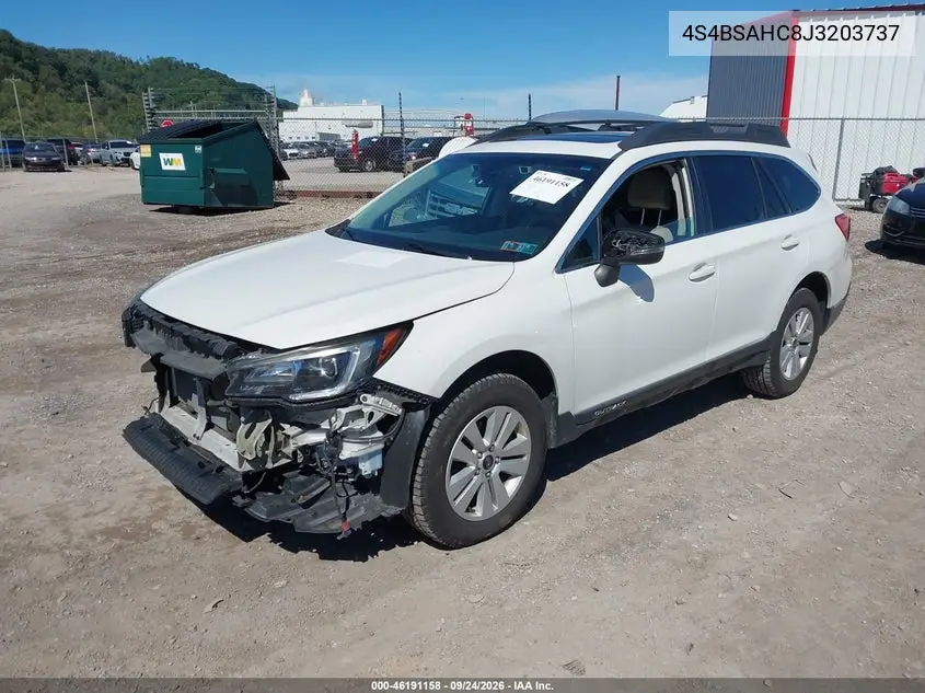 2018 SUBARU OUTBACK VIN 4S4BSAHC8J3203737 — фото 2