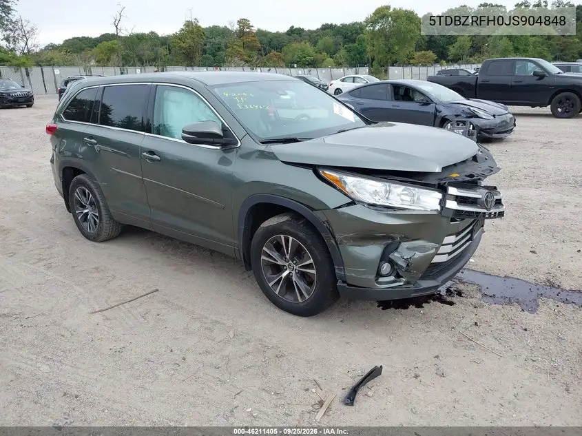TOYOTA HIGHLANDER 2018, VIN 5TDBZRFH0JS904848