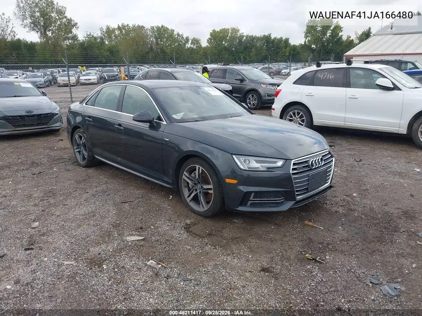 AUDI A4 2018, VIN WAUENAF41JA166480