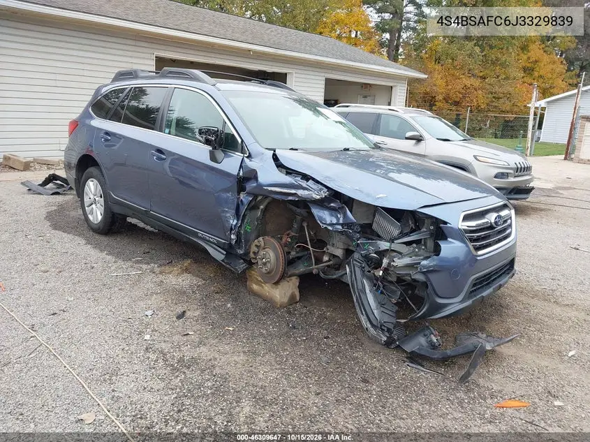 SUBARU OUTBACK 2018, VIN 4S4BSAFC6J3329839