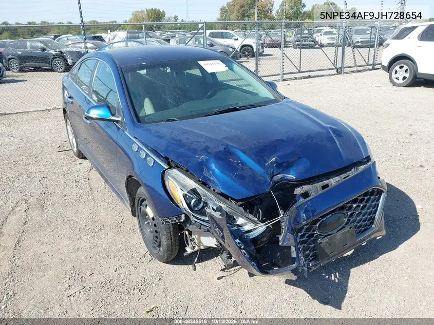 HYUNDAI SONATA 2018, VIN 5NPE34AF9JH728654