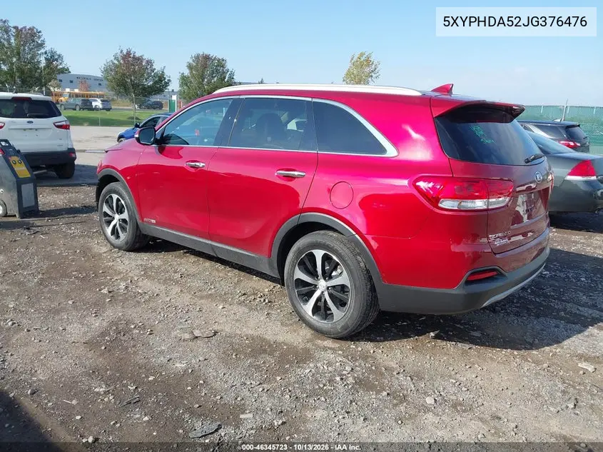 2018 KIA SORENTO VIN 5XYPHDA52JG376476 — фото 3