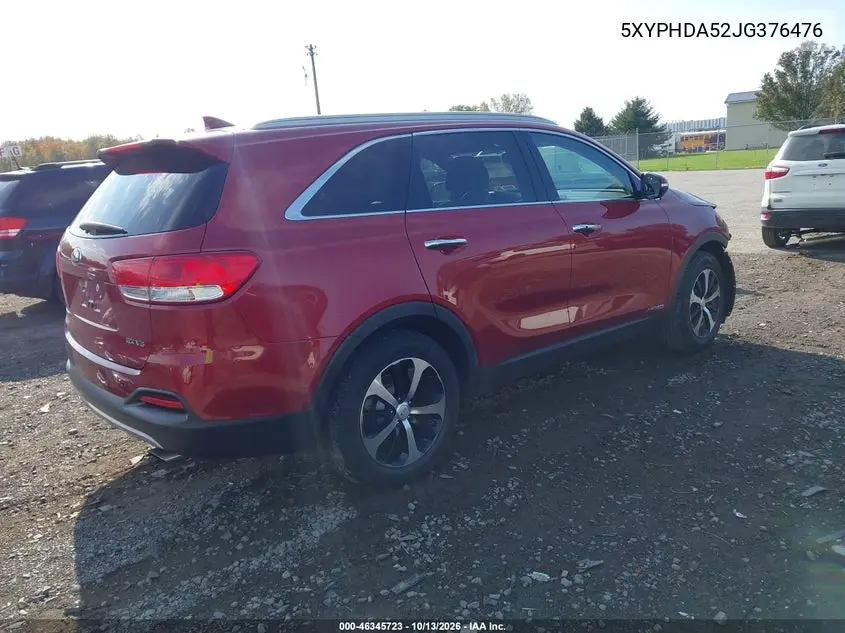 2018 KIA SORENTO VIN 5XYPHDA52JG376476 — фото 4