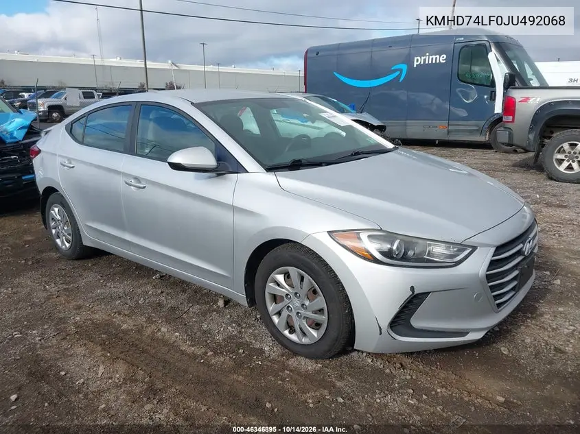 HYUNDAI ELANTRA 2018, VIN KMHD74LF0JU492068