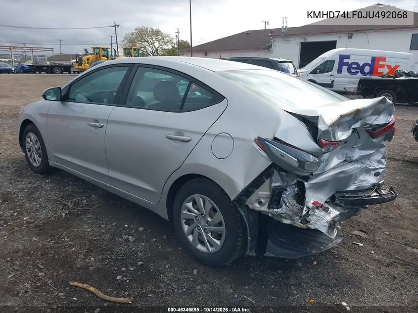 2018 HYUNDAI ELANTRA VIN KMHD74LF0JU492068 — фото 3
