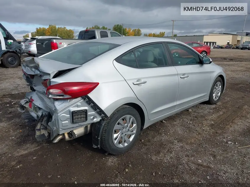2018 HYUNDAI ELANTRA VIN KMHD74LF0JU492068 — фото 4