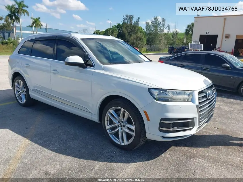 AUDI Q7 2018, VIN WA1VAAF78JD034768