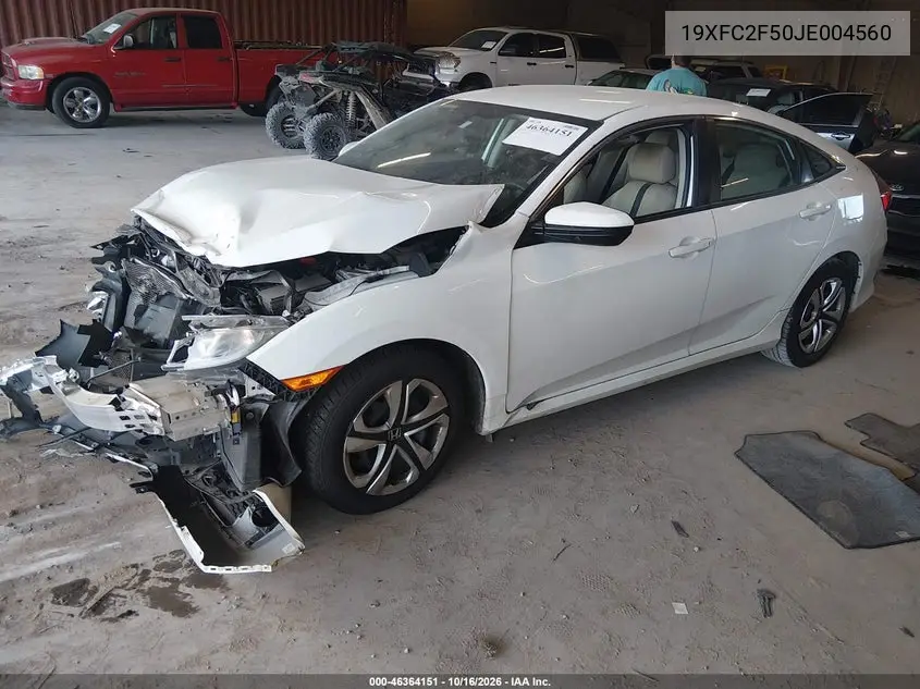 2018 HONDA CIVIC VIN 19XFC2F50JE004560 — фото 2