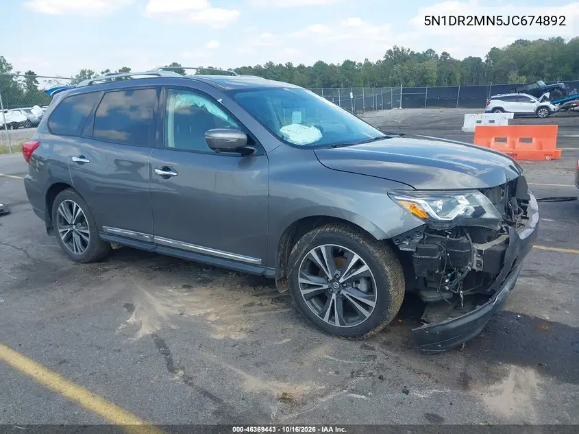 NISSAN PATHFINDER 2018, VIN 5N1DR2MN5JC674892