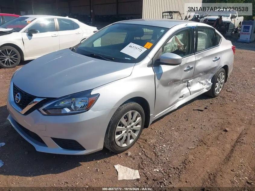 2018 NISSAN SENTRA VIN 3N1AB7AP2JY230538 — фото 2