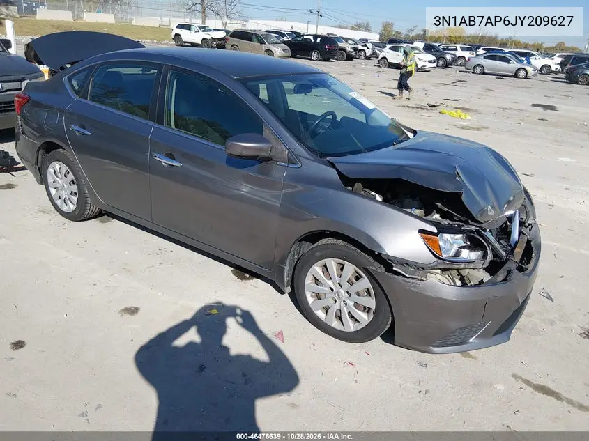 NISSAN SENTRA 2018, VIN 3N1AB7AP6JY209627