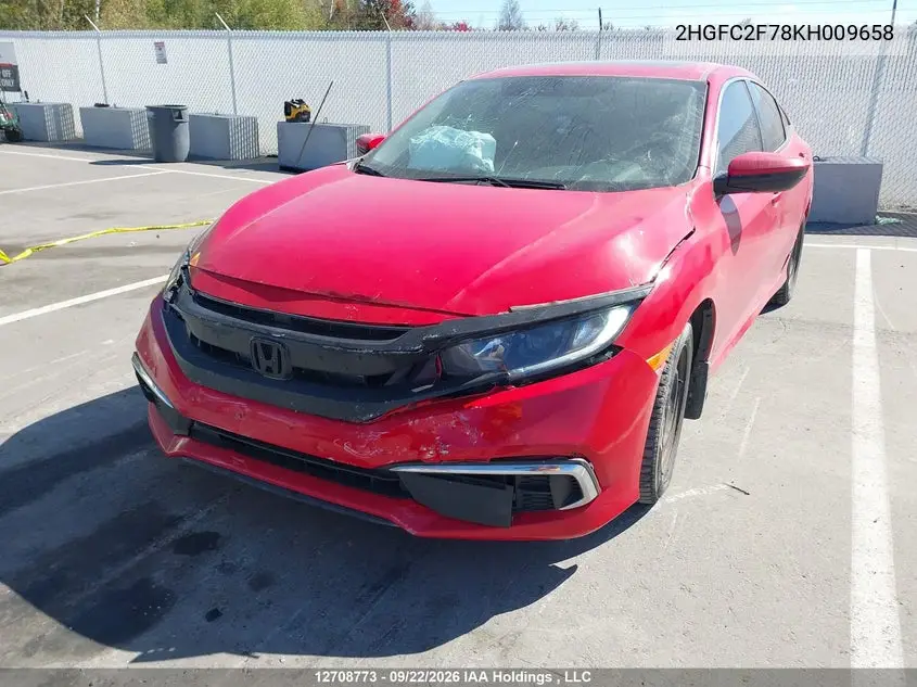 2019 HONDA CIVIC VIN 2HGFC2F78KH009658 — фото 2
