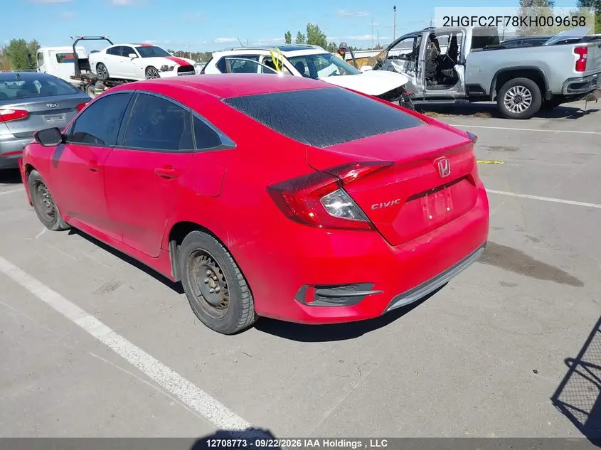 2019 HONDA CIVIC VIN 2HGFC2F78KH009658 — фото 3
