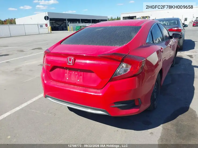 2019 HONDA CIVIC VIN 2HGFC2F78KH009658 — фото 4