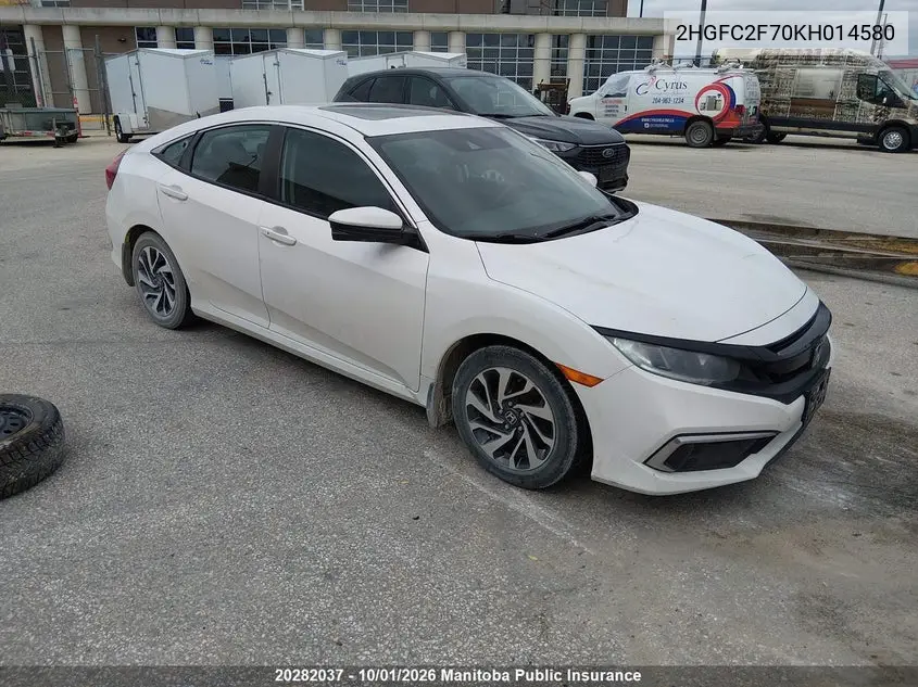 HONDA CIVIC 2019, VIN 2HGFC2F70KH014580