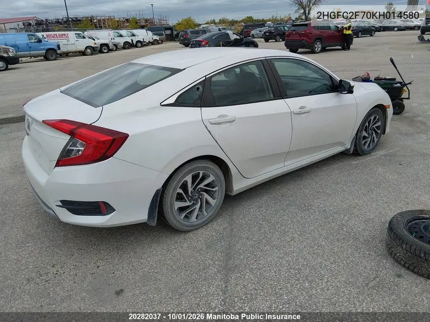 2019 HONDA CIVIC VIN 2HGFC2F70KH014580 — фото 4