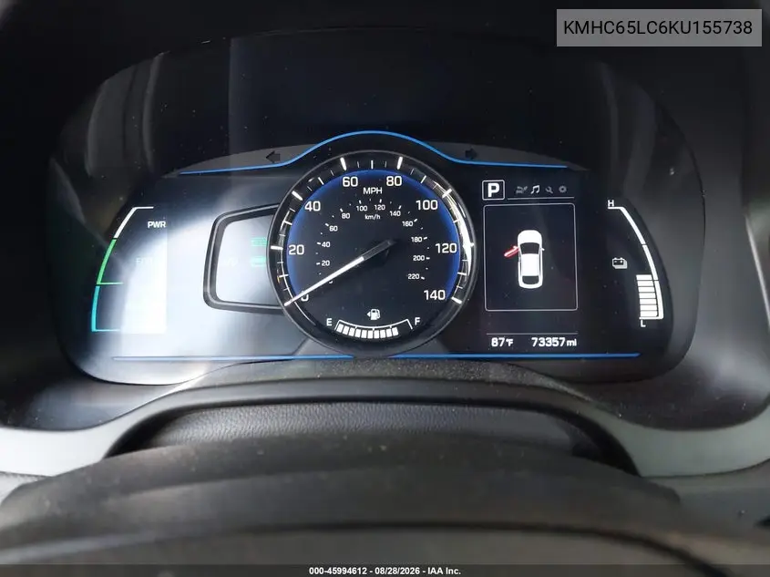 2019 HYUNDAI IONIQ VIN KMHC65LC6KU155738 — фото 7