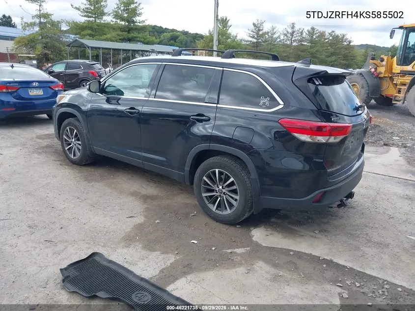 2019 TOYOTA HIGHLANDER VIN 5TDJZRFH4KS585502 — фото 3