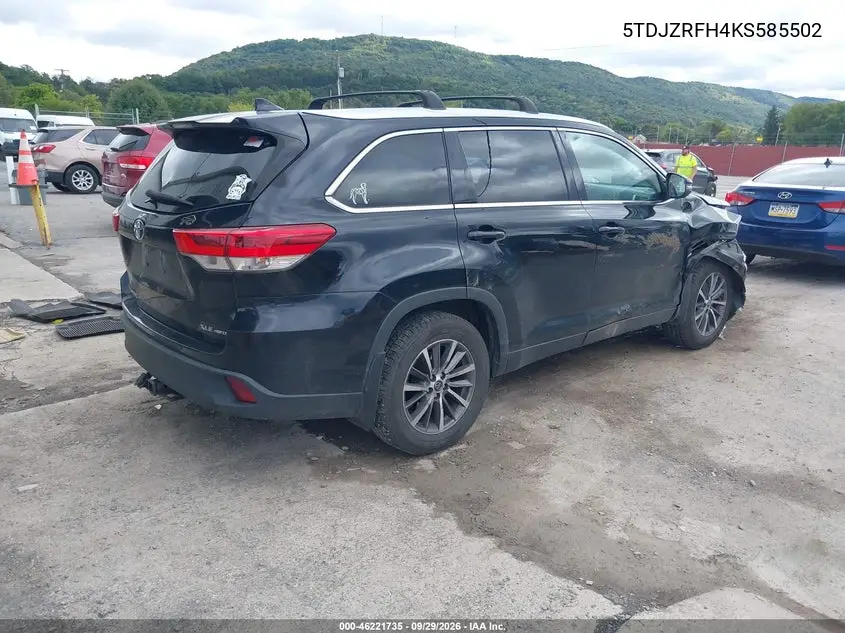 2019 TOYOTA HIGHLANDER VIN 5TDJZRFH4KS585502 — фото 4