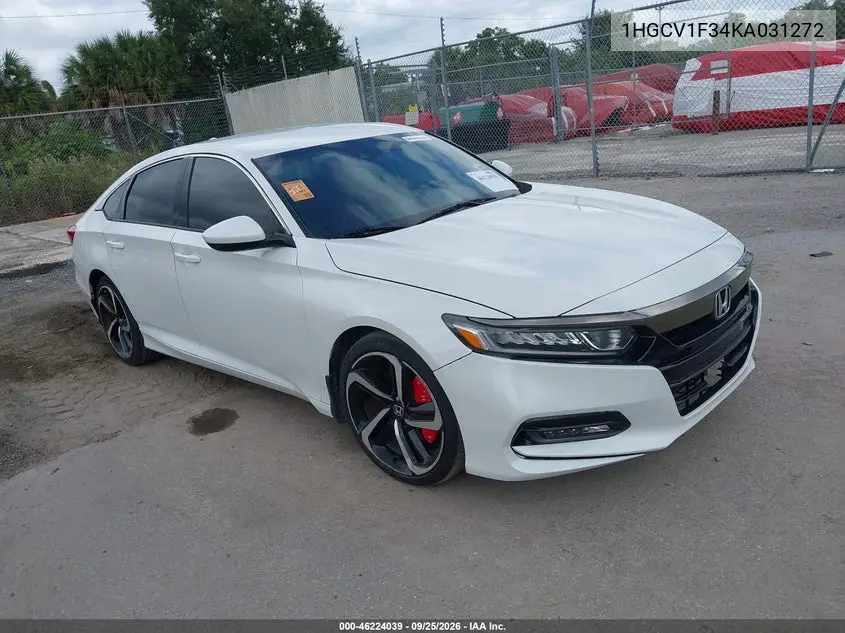 HONDA ACCORD 2019, VIN 1HGCV1F34KA031272