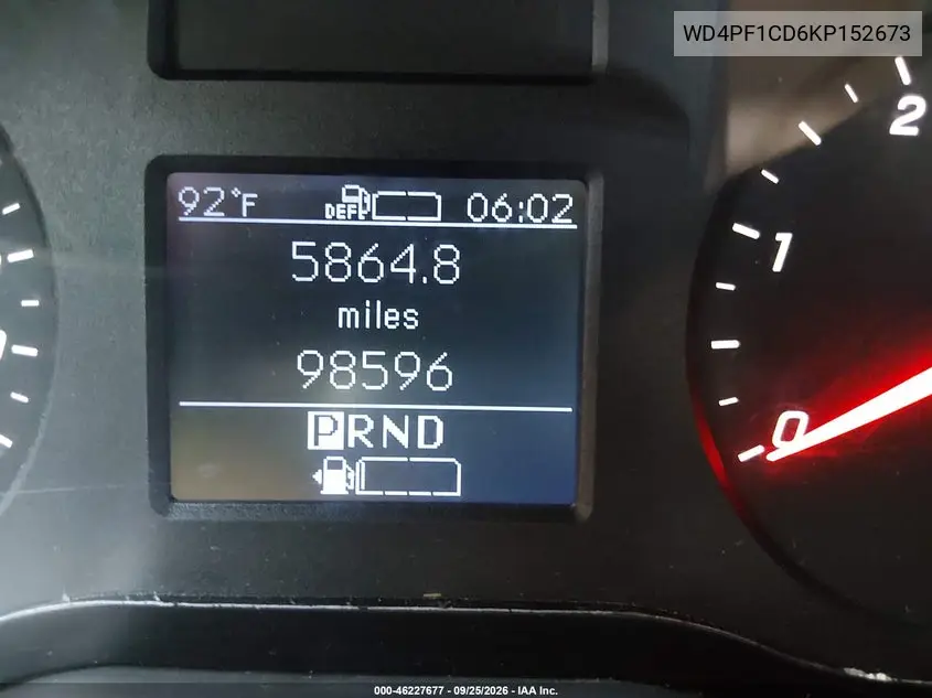 2019 MERCEDES SPRINTER VIN WD4PF1CD6KP152673 — фото 16