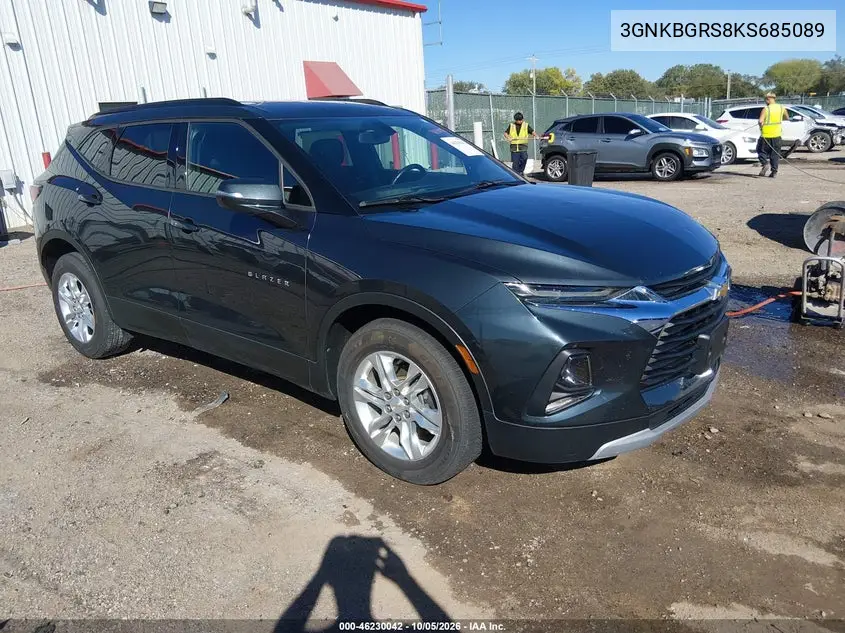 CHEVROLET BLAZER 2019, VIN 3GNKBGRS8KS685089