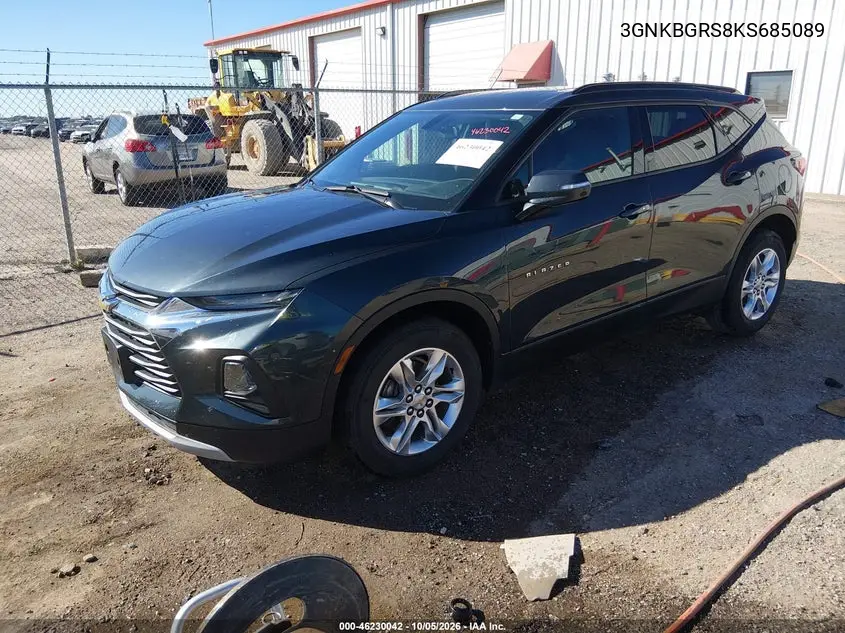 2019 CHEVROLET BLAZER VIN 3GNKBGRS8KS685089 — фото 2