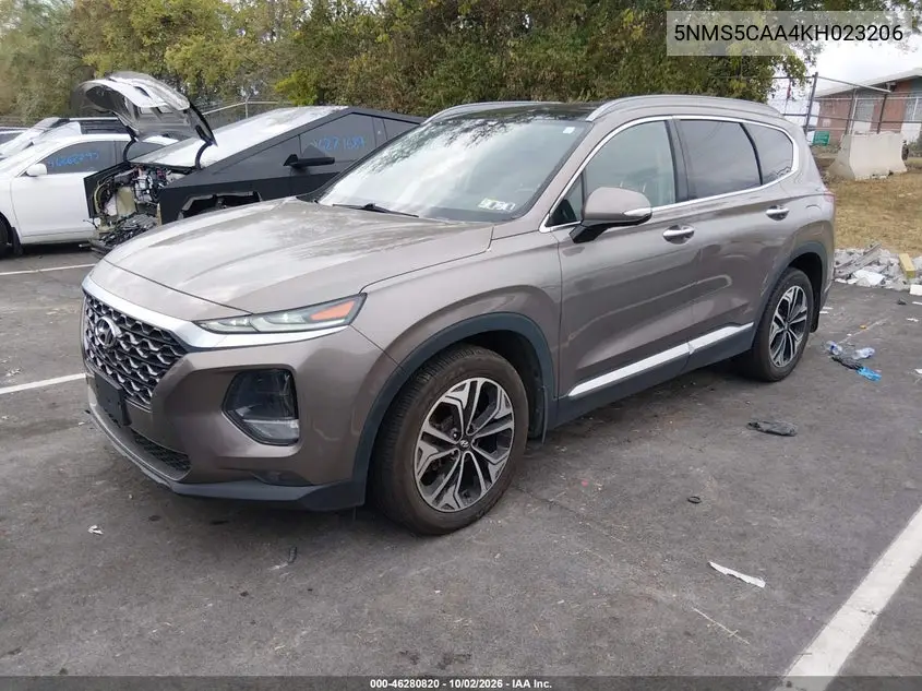 2019 HYUNDAI SANTA FE VIN 5NMS5CAA4KH023206 — фото 3