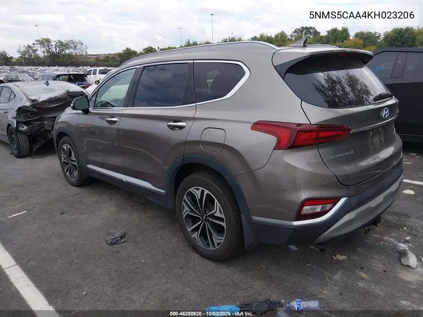 2019 HYUNDAI SANTA FE VIN 5NMS5CAA4KH023206 — фото 4
