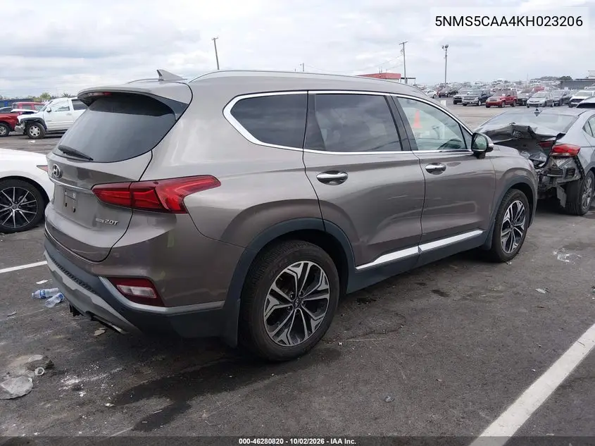 HYUNDAI SANTA FE 2019, VIN 5NMS5CAA4KH023206