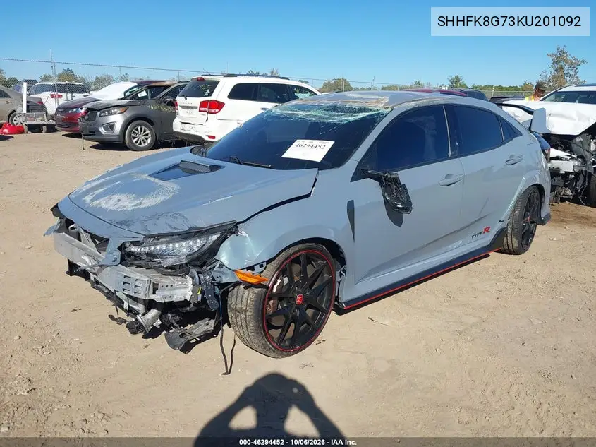 2019 HONDA CIVIC TYPE R VIN SHHFK8G73KU201092 — фото 2