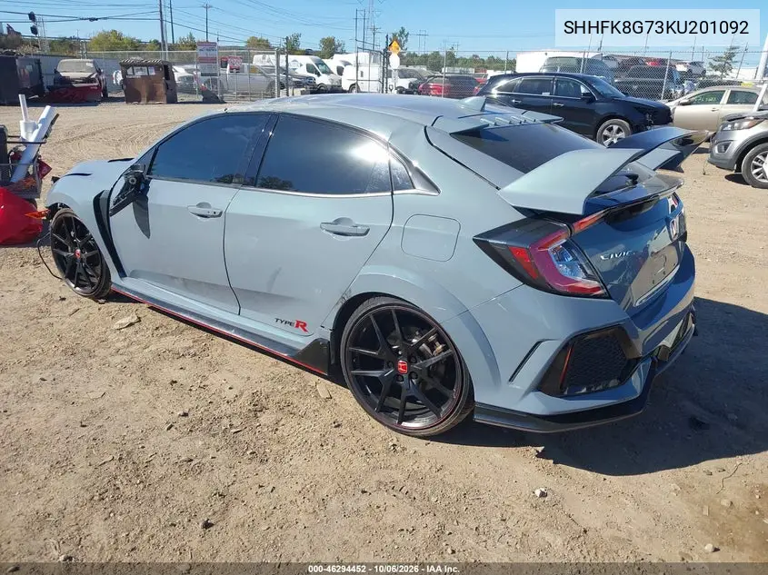 2019 HONDA CIVIC TYPE R VIN SHHFK8G73KU201092 — фото 3