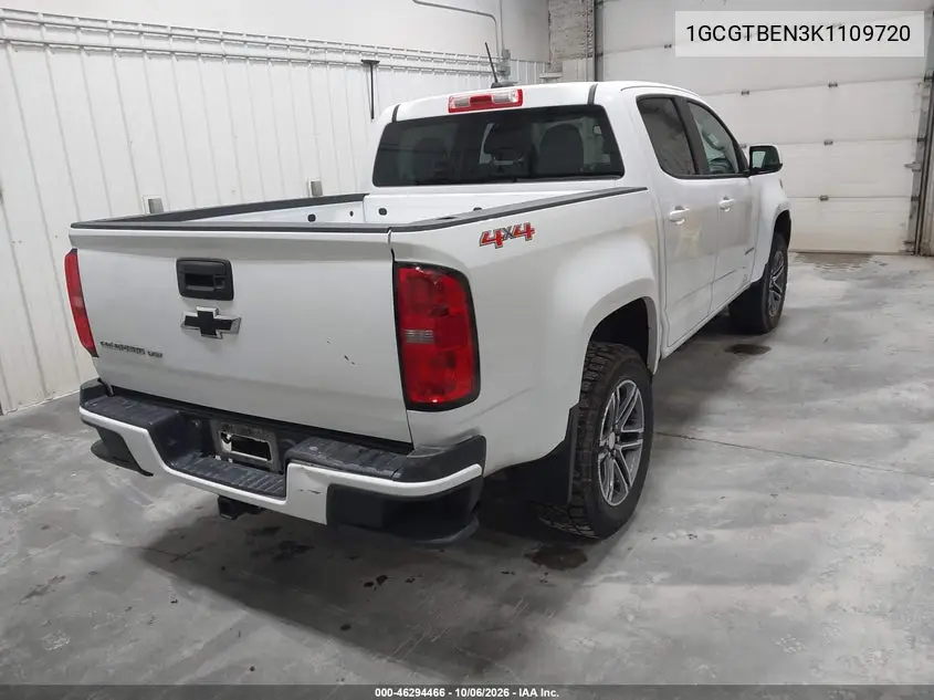 CHEVROLET COLORADO 2019, VIN 1GCGTBEN3K1109720