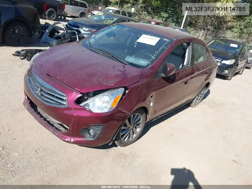 2019 MITSUBISHI MIRAGE VIN ML32F3FJ7KHF14785 — фото 2