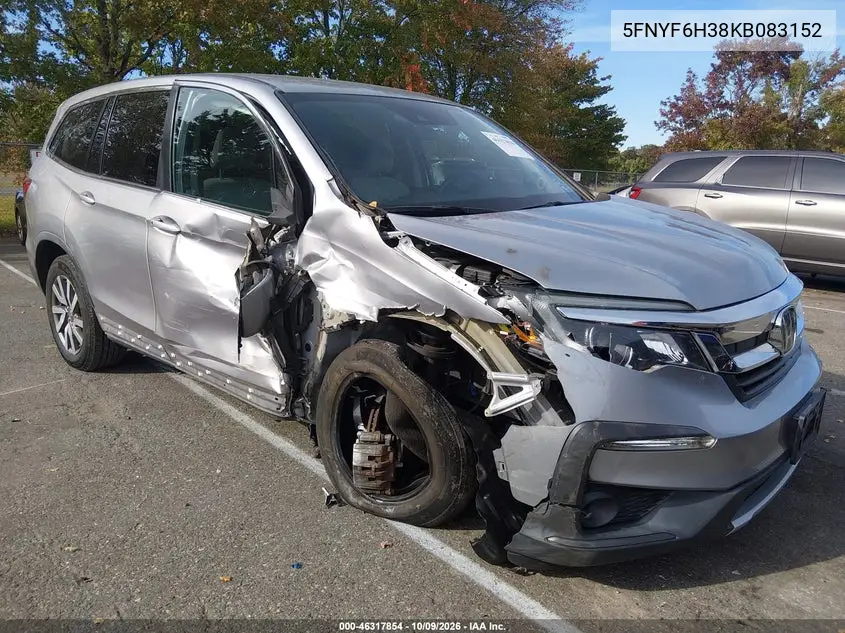 HONDA PILOT 2019, VIN 5FNYF6H38KB083152