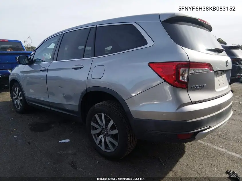 2019 HONDA PILOT VIN 5FNYF6H38KB083152 — фото 3