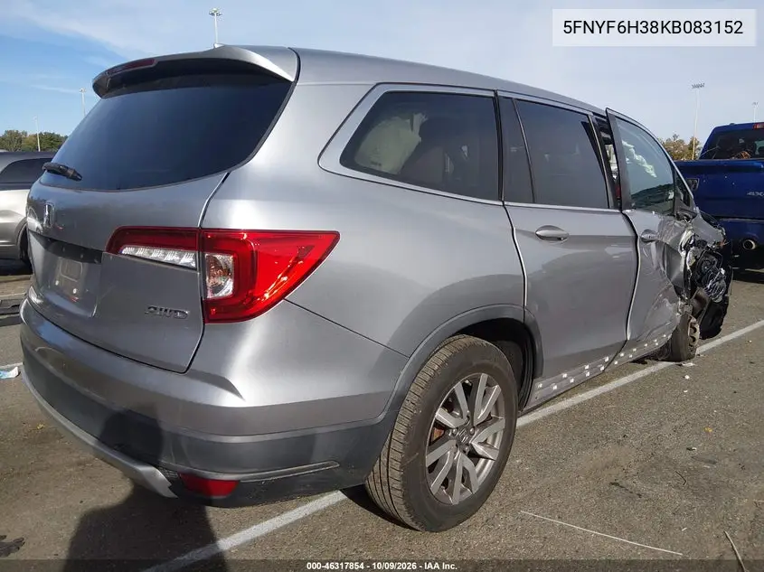 2019 HONDA PILOT VIN 5FNYF6H38KB083152 — фото 4