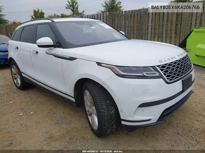 LAND ROVER RANGE ROVER VELAR 2019, VIN SALYB2EX6KA206766