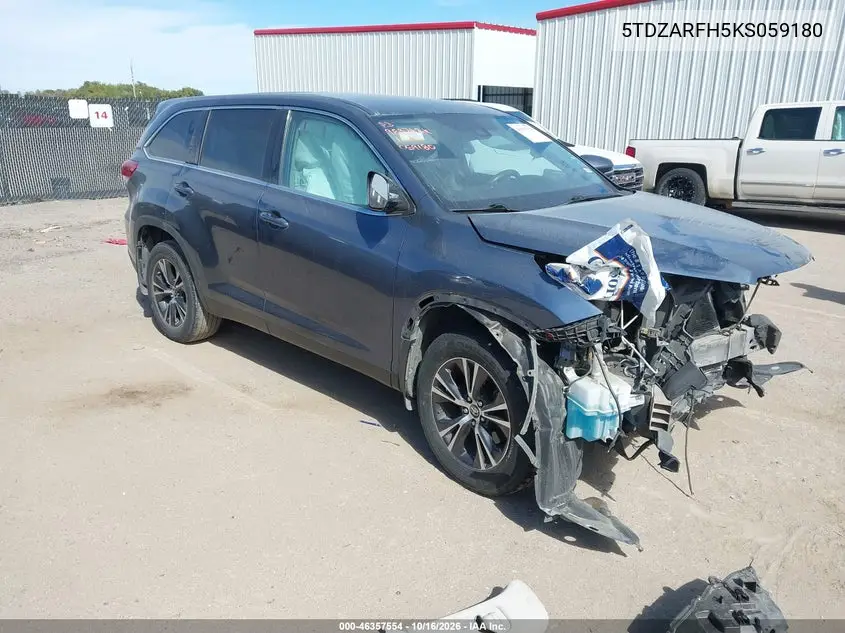 TOYOTA HIGHLANDER 2019, VIN 5TDZARFH5KS059180