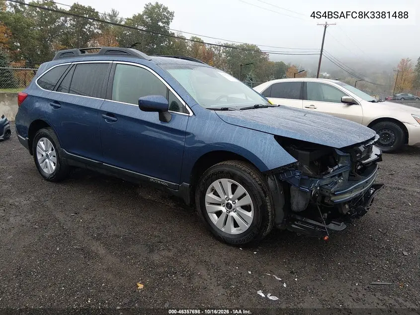 SUBARU OUTBACK 2019, VIN 4S4BSAFC8K3381488