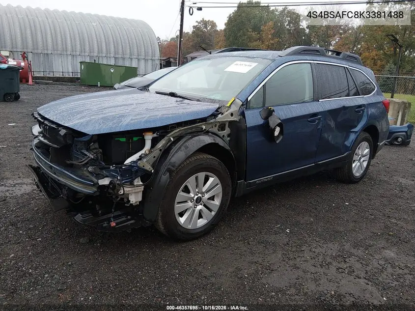2019 SUBARU OUTBACK VIN 4S4BSAFC8K3381488 — фото 2