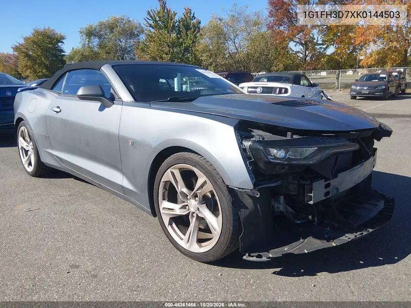 CHEVROLET CAMARO 2019, VIN 1G1FH3D7XK0144503