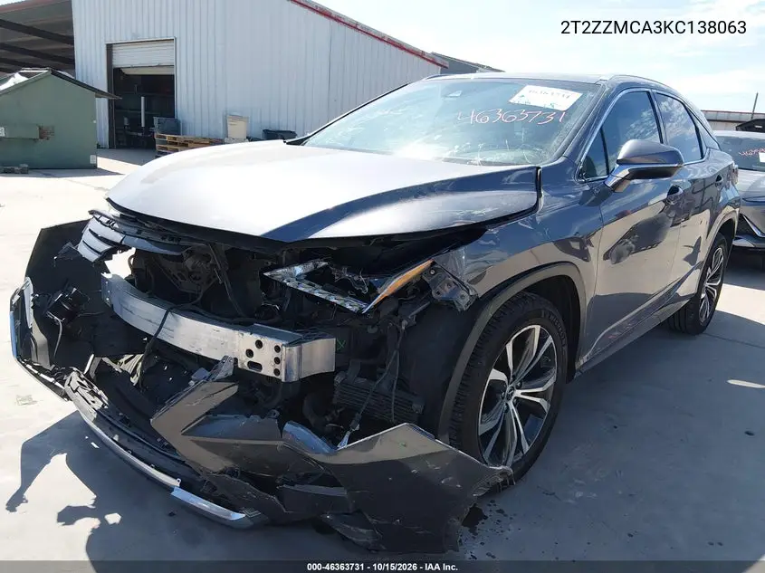 2019 LEXUS RX VIN 2T2ZZMCA3KC138063 — фото 2