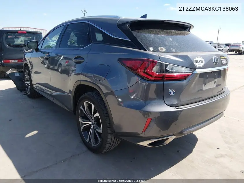 2019 LEXUS RX VIN 2T2ZZMCA3KC138063 — фото 3