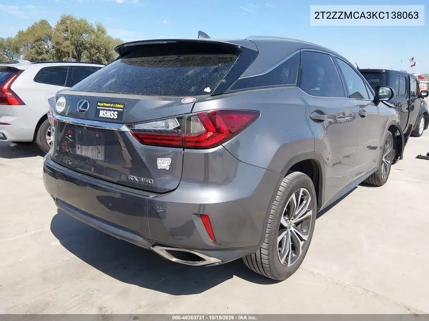 2019 LEXUS RX VIN 2T2ZZMCA3KC138063 — фото 4
