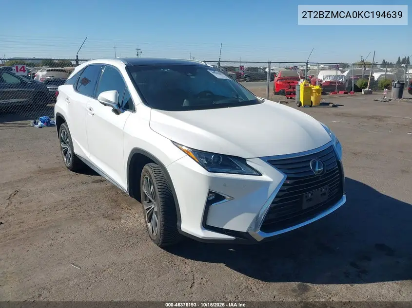 LEXUS RX 2019, VIN 2T2BZMCA0KC194639