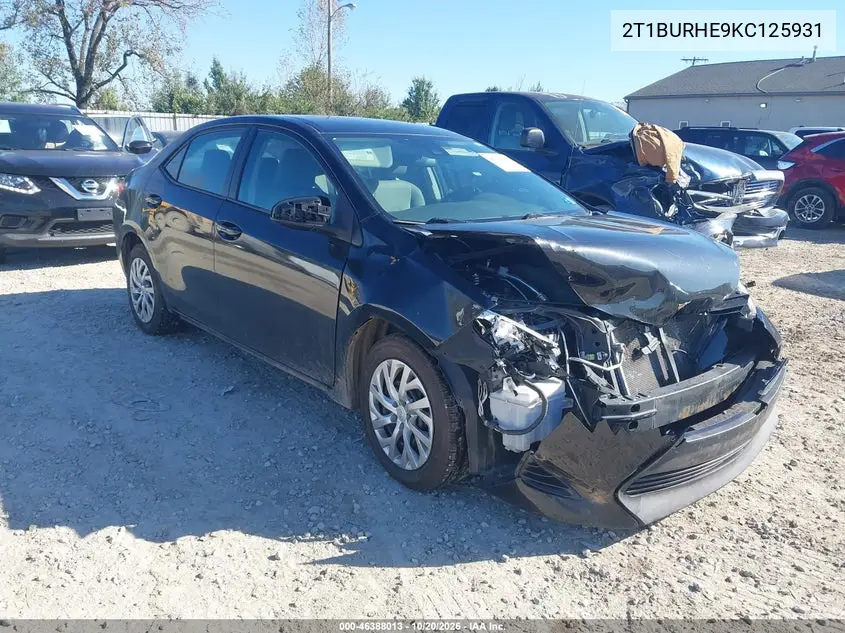 TOYOTA COROLLA 2019, VIN 2T1BURHE9KC125931
